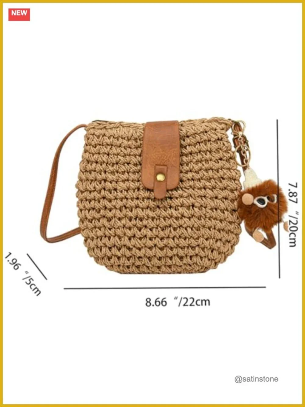 Handmade Crochet Straw Crossbody Bag, Convertible Hobo Tote, Casual Beach Purse